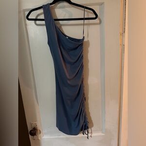 Wishlist One-Shoulder Dress in Slate Blue
